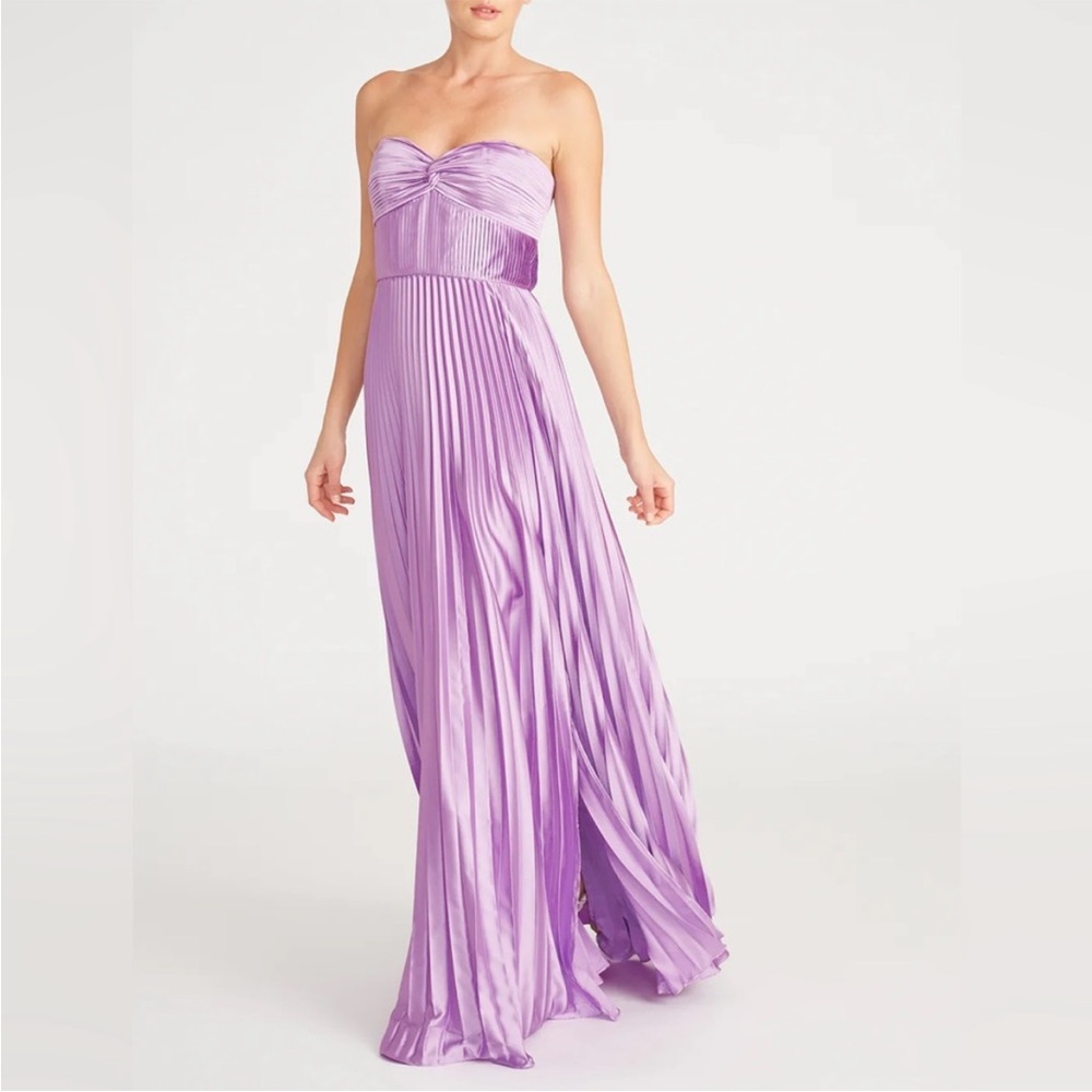AMUR Stef Pleated Gown in Lilac Petal